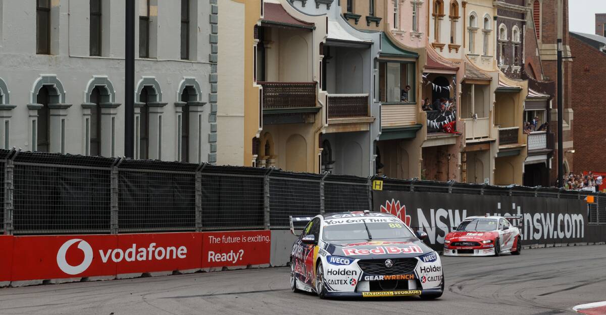 NEW DATES: Jamie Whincup guides his Commodore along Watt Street in 2019. The Holden brand will have disappeared from Supercars before the championship's likely return to Newcastle next year. Picture: Max Mason-Hubers