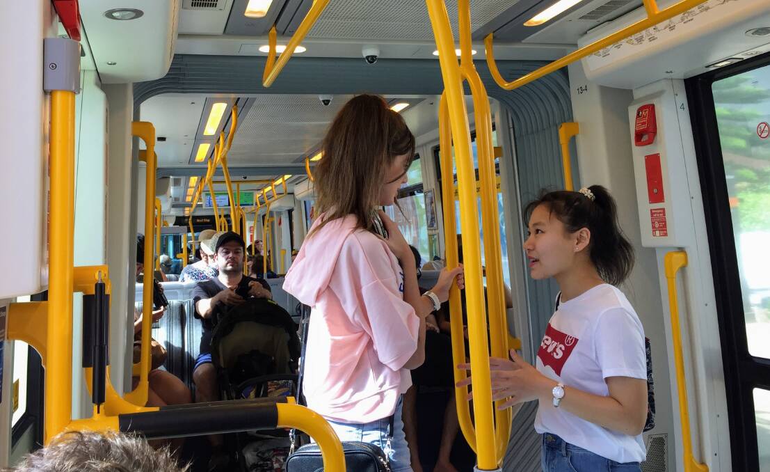 Passengers on board the Gold Coast's G:link tram last weekend.