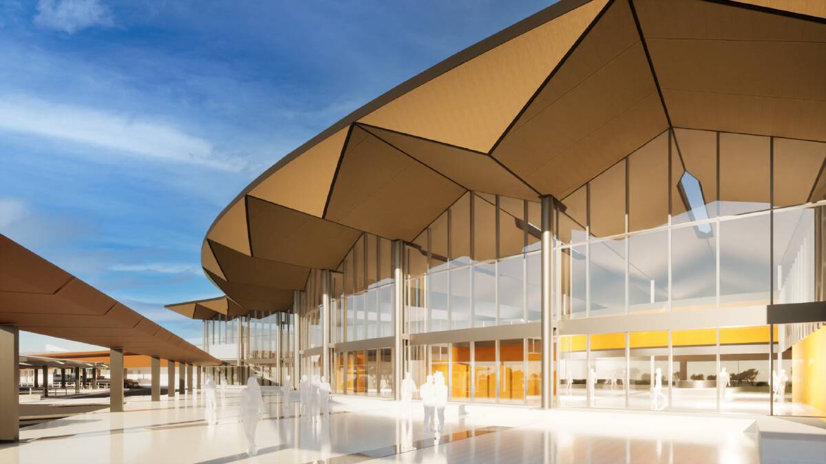 An artist's impression of the proposed Newcastle Airport terminal. Labor has said it will honour its commitment to fund the terminal and other projects announced before the election.