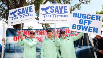 Protesters at an anti-offshore wind rally in Nelson Bay last year. Picture by Peter Lorimer