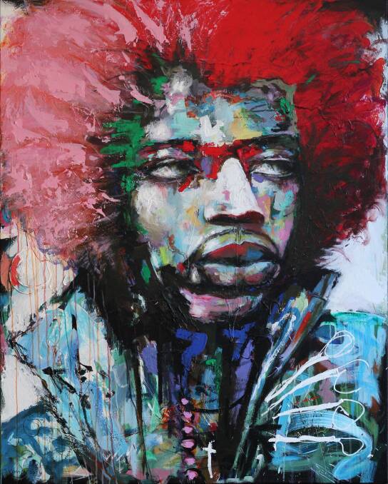 A Shelley Cornish portrait of Jimmy Hendrix.