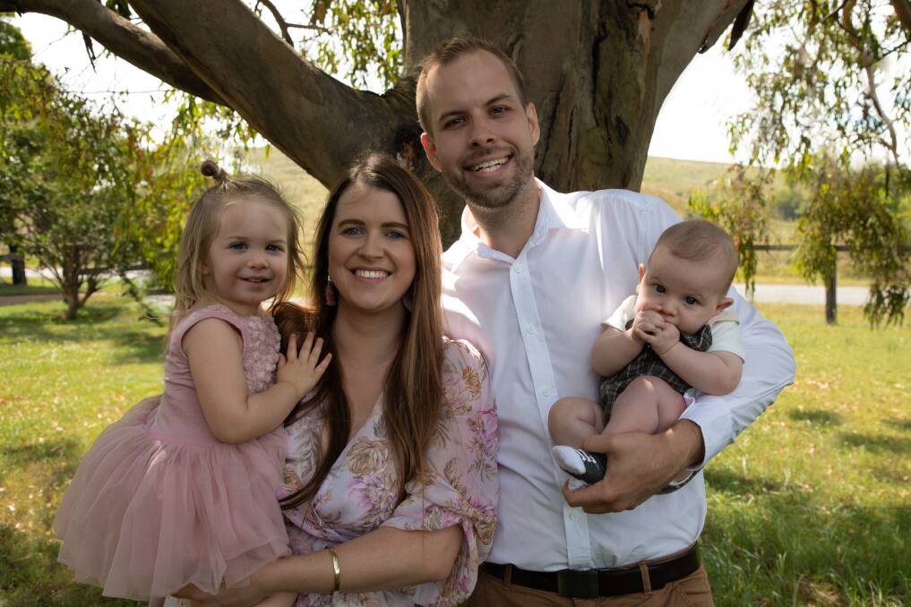 CHASING AN UPSET: James Thomson with wife Claire and their children, Mahlia and Asher.