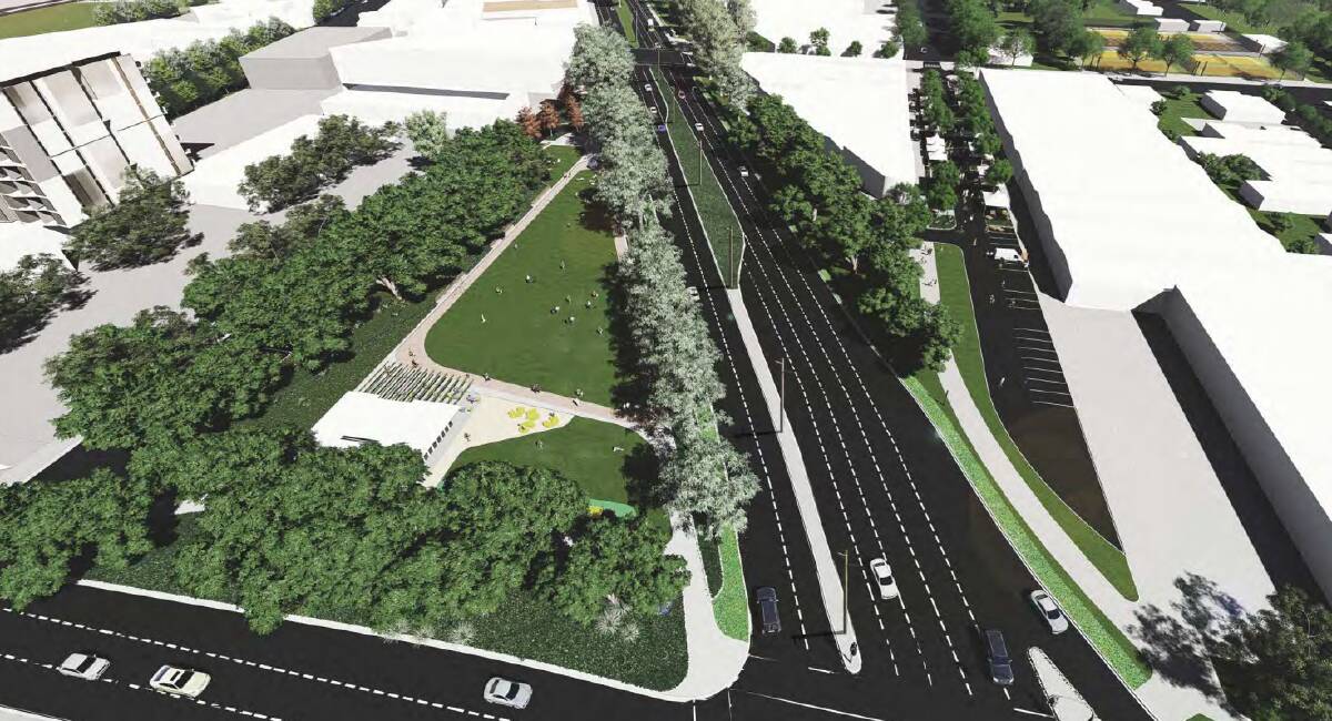 PLAN: A Newcastle council concept design for Birdwood Park showing the fig trees on the corner of Stewart Avenue and King Street.