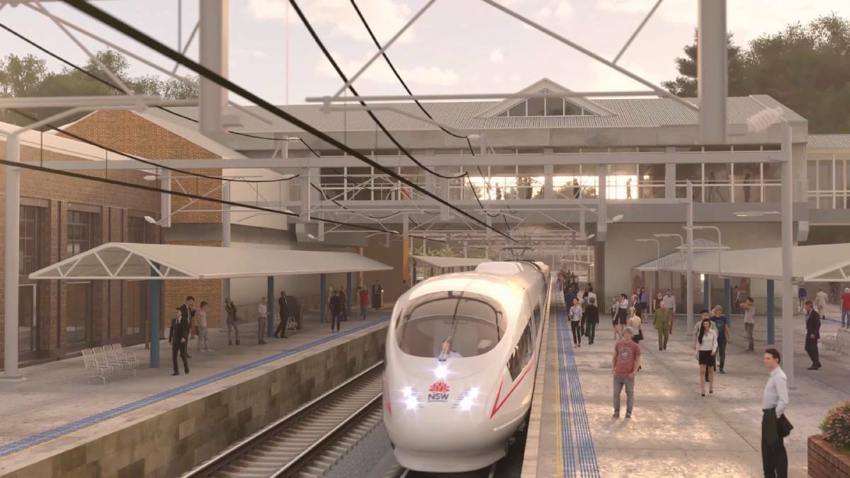 A high-speed rail concept image released by the NSW government in 2019. 