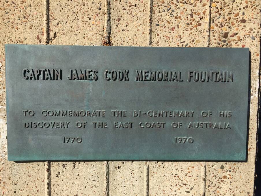 SIGN OF THE TIMES: The plaques retrospectively named the fountain after Captain Cook four years after it opened.