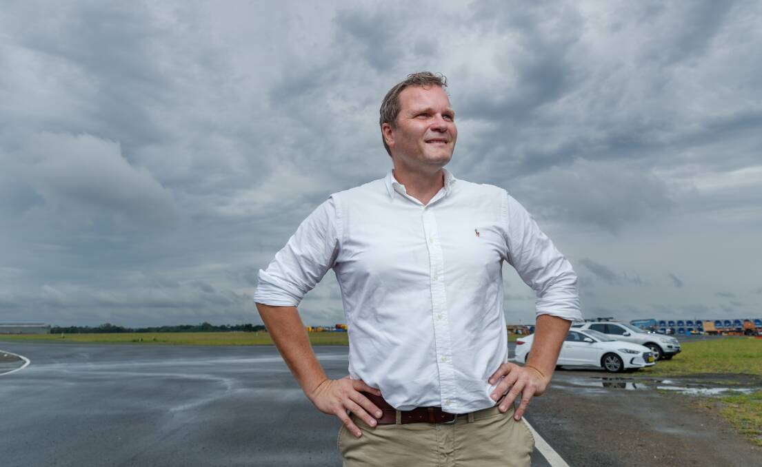 Newcastle Liberal candidate Thomas Triebsees tours the port on Monday. Picture by Max Mason-Hubers