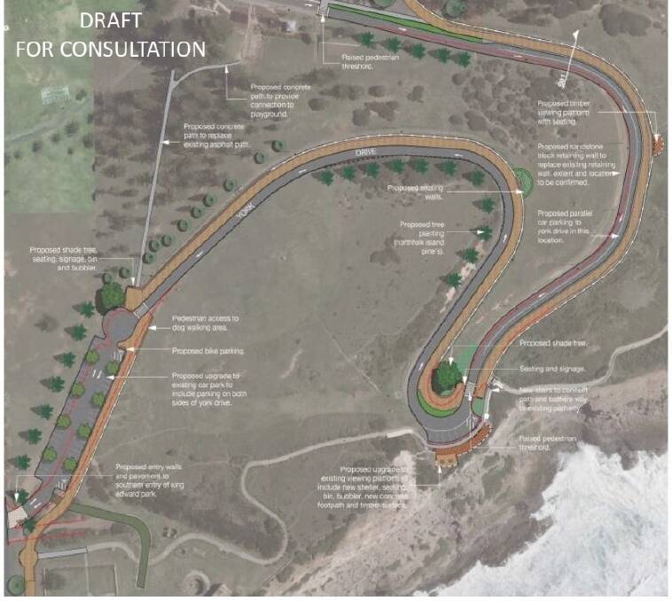 Draft plan of how Bathers Way could wind through King Edward Park