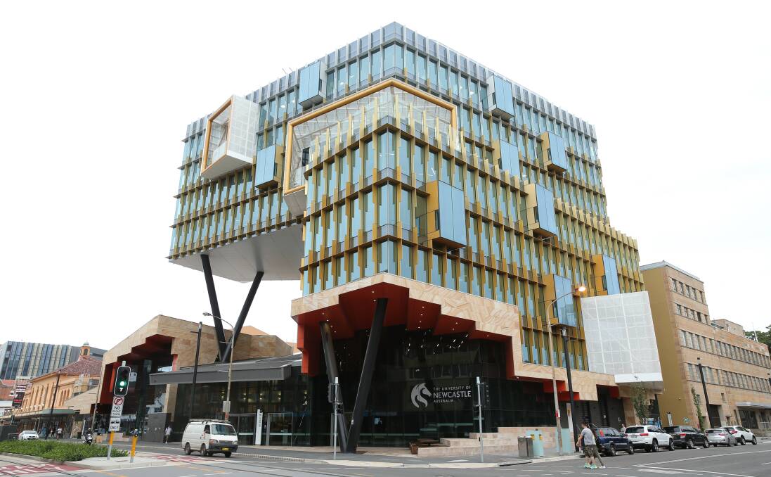 GOING UP: University of Newcastle's NUspace building in Hunter Street. The university is among the top 200 in a new global ranking of tertiary institutions. Picture: Max Mason-Hubers 