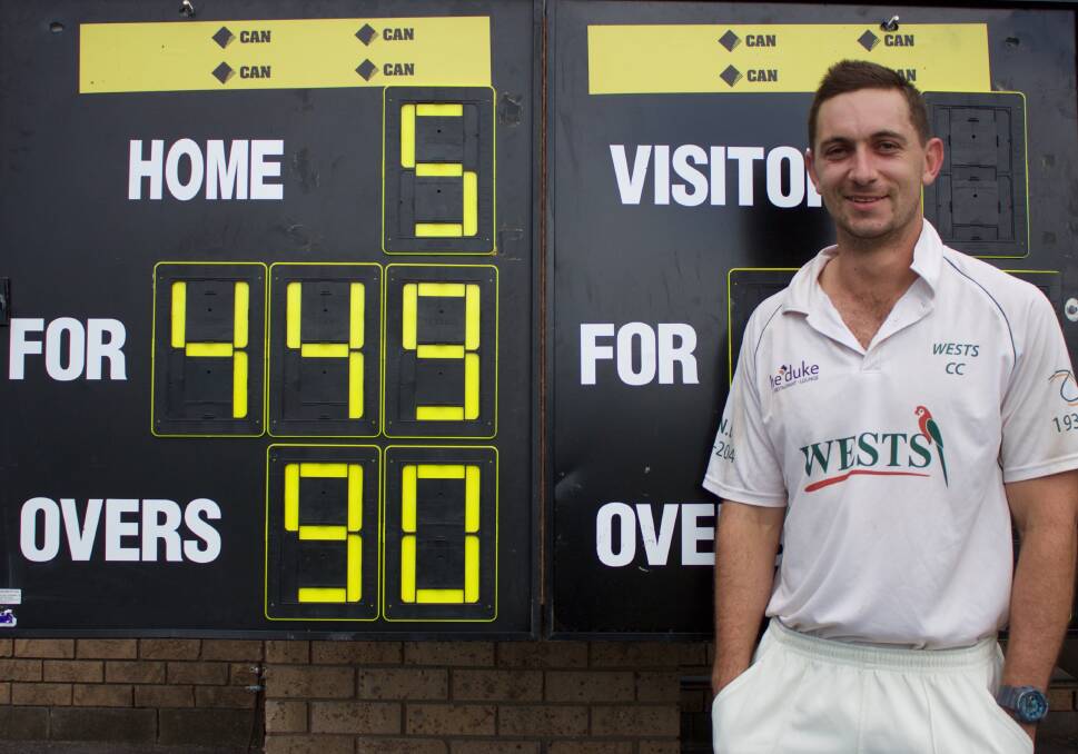 Aaron Wivell after his double century against University. Picture: Michael Parris