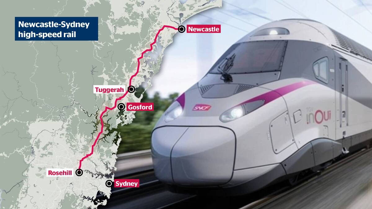 Some transport experts have suggested a high-speed rail line could run from Newcastle to Rosehill or Homebush. Image supplied 