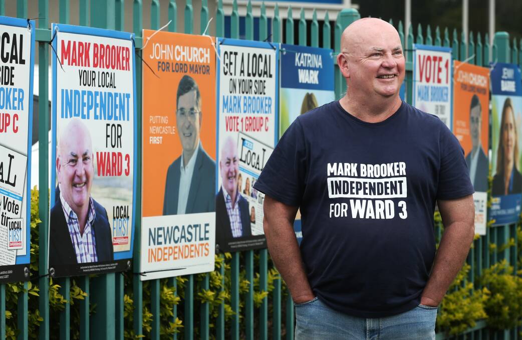 Mark Brooker at the ward three pre-polling booth on Wednesday. Picture: Simone De Peak
