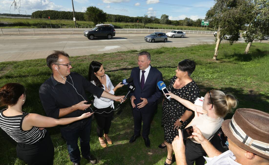 Anthony Albanese and Paterson MP Meryl Swanson at Hexham on Tuesday. Picture: Jonathan Carroll 