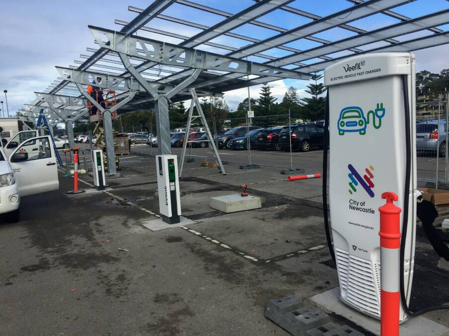 POWERING UP: The charging station under construction in the No.2 Sportsground car park. 