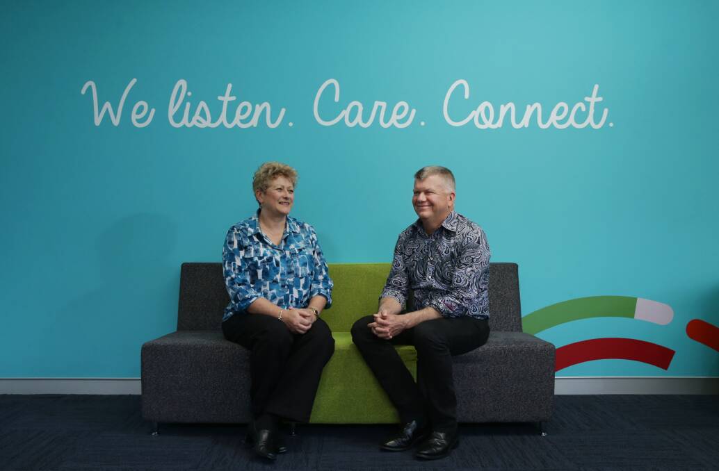 From left Gloria Battishall Senior Administration Officer Hunter Primary Care and Scott White. Pic for Let's Talk Newcastle series. 5th September 2018. Picture by Simone De Peak