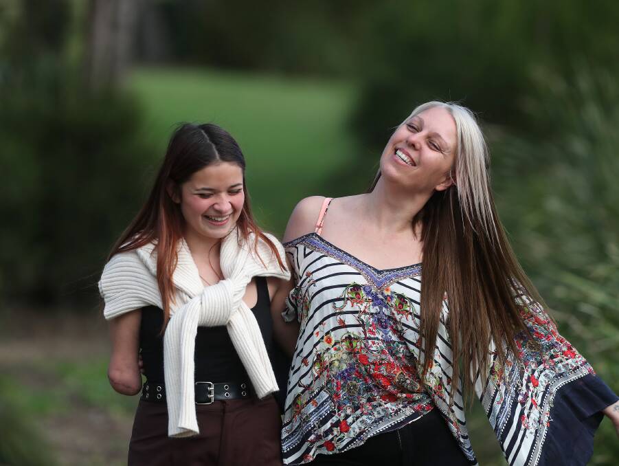 Understanding: Thalia Standley and Niki Lea Williams bonded over a shared understanding of what it's like to lose a limb. They want to raise awareness and money to support others. Picture: Peter Lorimer