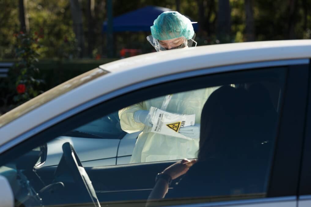Blitz: Drive-through testing clinic for COVID-19 at Belmont Hospital. Picture: Max Mason-Hubers