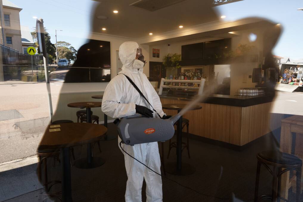 A Newcastle hotel undergoes a deep clean earlier in the pandemic. Picture: Max Mason-Hubers