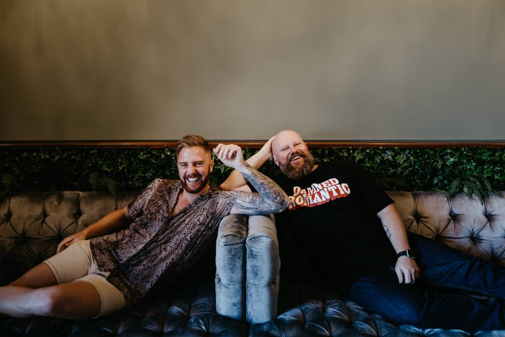 Bidder up: The 2 Montys - Monty Haron (left) and Monty King (right) are auctioning off another wedding for a Hunter charity. Picture: Rhys Ireland, Hungry Hearts Co