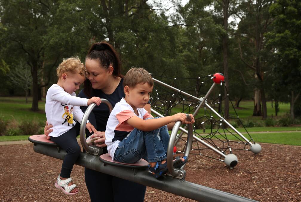 Fighter: Cassie Johnston is fighting for more time with her children - Jack, 4, and Maddison, 22 months - after a diagnosis with clear cell sarcoma. A Go Fund Me has been set up to help her access expensive immunotherapies. Picture: Simone De Peak