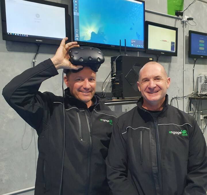 Tech savvy: Physiotherapist Craig Hewat and movement therapist Rohan O'Reilly are using virtual reality to help retrain the brain at Engage VR. Picture: Supplied