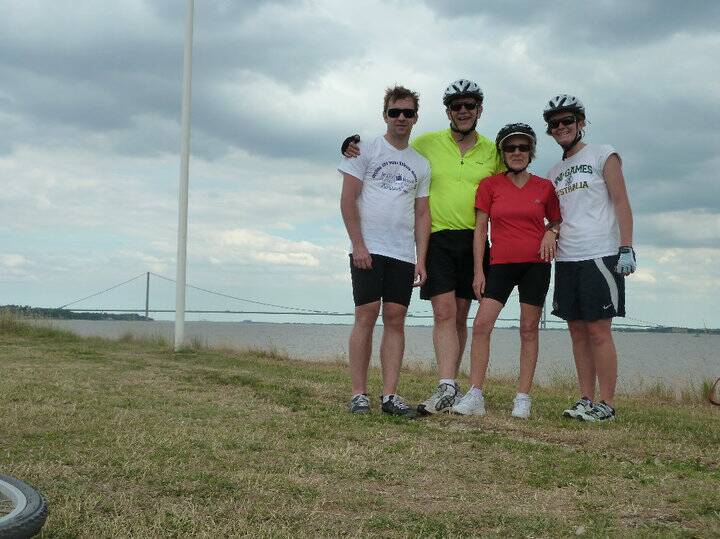 Family: Josh, Mark, Libby and Margot Widdup on a family fundraising ride from York to Amsterdam in 2010.