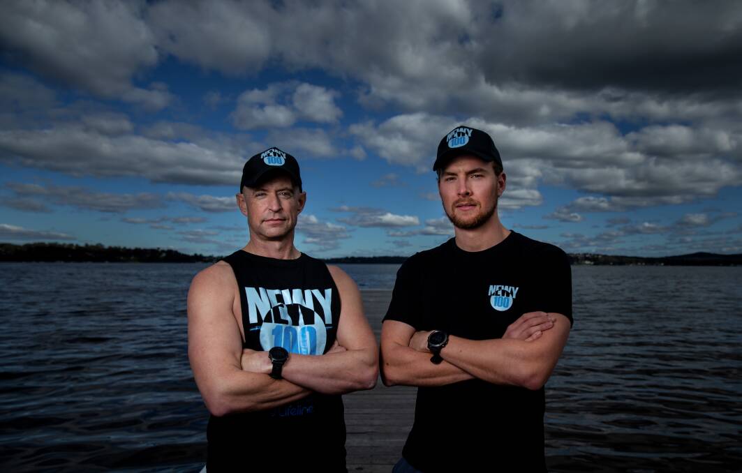 Speak up: Lyndsay Walker and Kaleb Paten will run around Lake Macquarie and into Lifeline Newcastle on Saturday. Picture: Marina Neil
