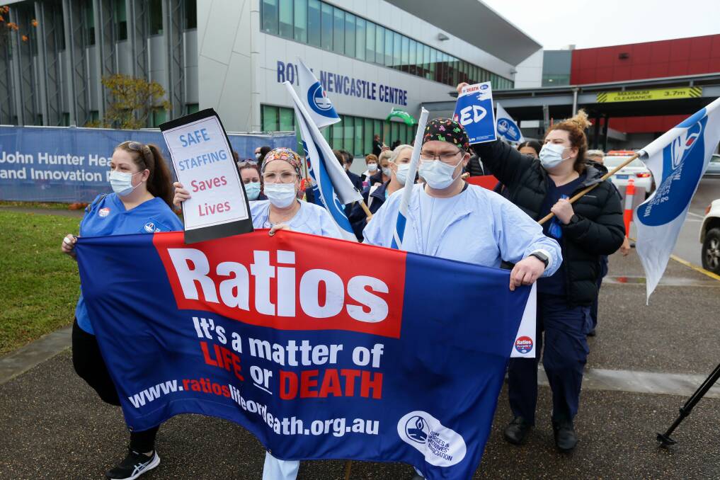 Matters: Nurses and midwives protested their working conditions on Tuesday. Picture: Jonathan Carroll