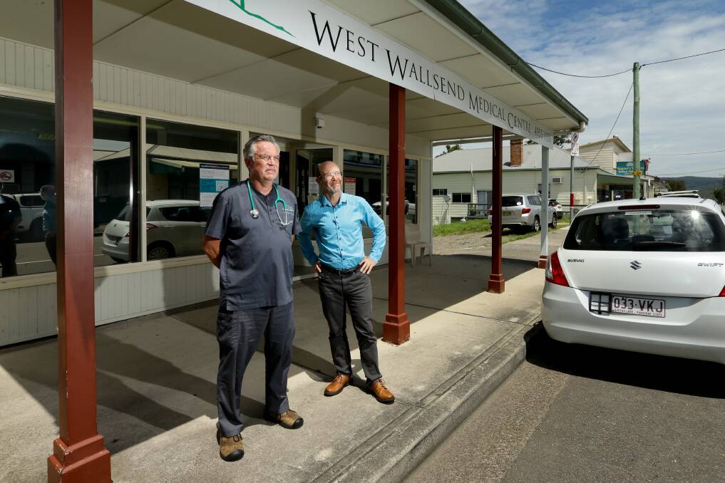 Moving on: Dr Ken Lambert and Dr John McQualter have decided to close the West Wallsend Medical Centre they established together in 1993 and merge with a larger practice in Wallsend. Picture: Jonathan Carroll