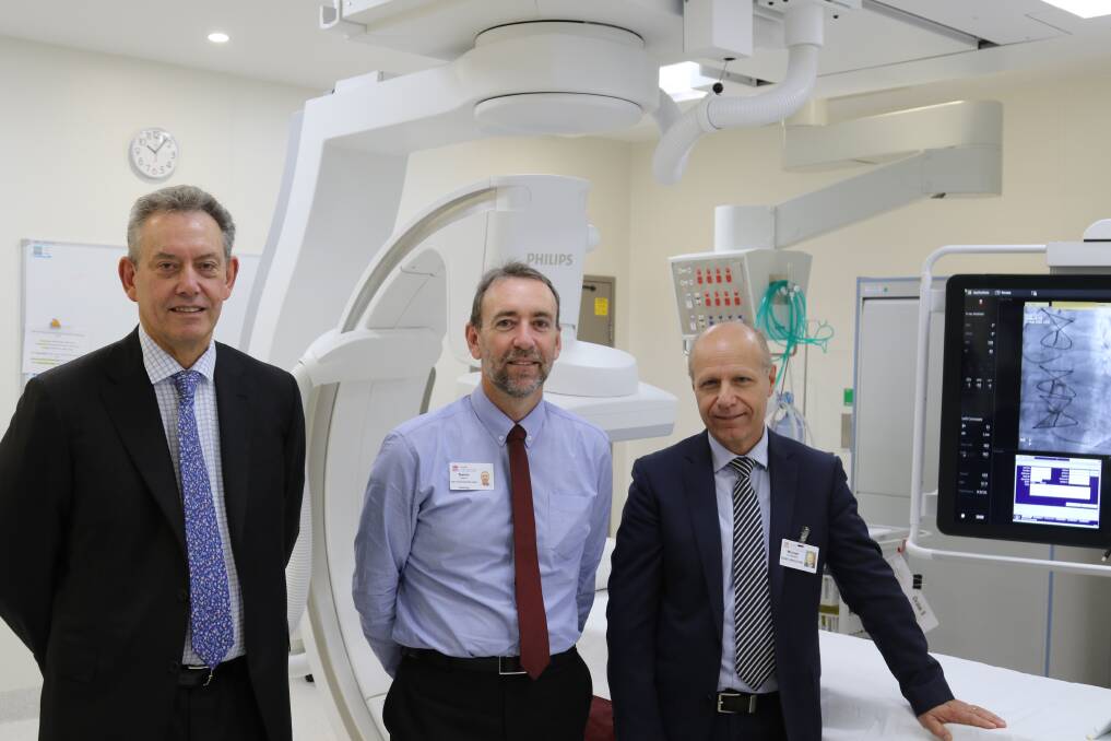 New tech: Dr Jim Leitch, director of cardiology, chief radiographer Darrin Gray, and Hunter New England Local Health District CEO, Michael DiRienzo.