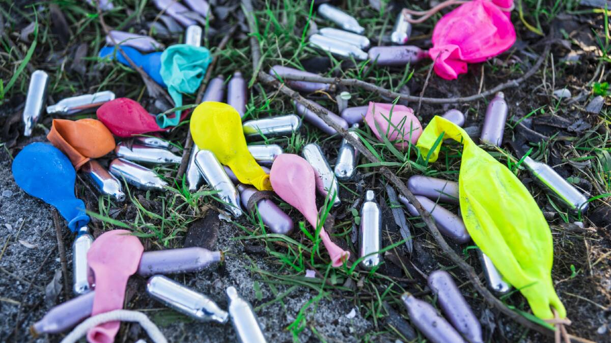 Discarded nitrous oxide cartridges ... 'nangs' have become increasingly popular but health experts are warning of the risks involved in inhaling the gas.