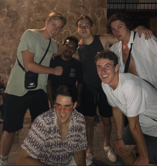 Having fun: Lawson with his friends in Bali.