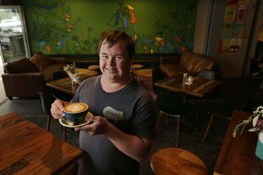 Coffee is served: Ben Andrews at The Happy Wombat. Picture: Simone De Peak