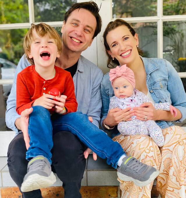Life-changer: Mark Wells, 40, is calling for a CF drug to be listed on the PBS. He is pictured with wife Ellie, and children, Arlo, 4, and seven-month-old Magnolia. 