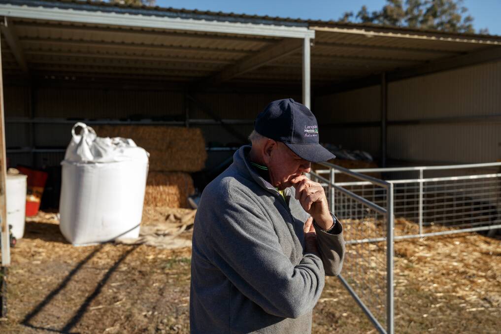 Peter Frith contemplates the drought. Picture: Max Mason-Hubers