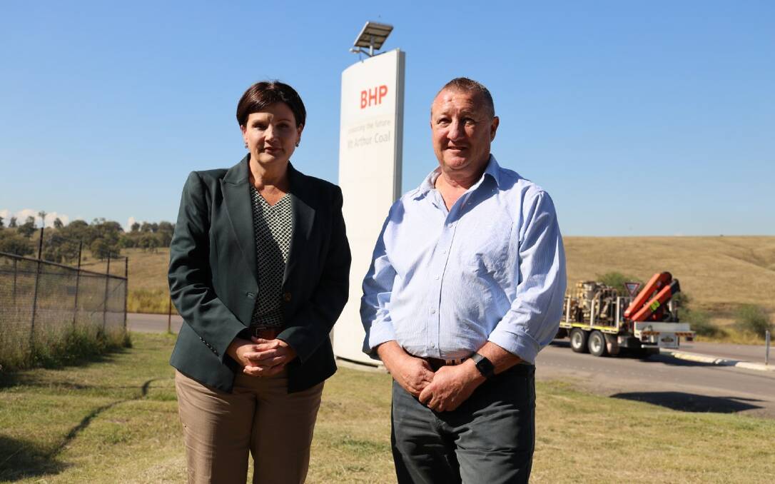 Security and safety: Opposition leader Jodi McKay and Upper Hunter Labor candidate Jeff Drayton at Mt Arthur mine on Thursday.