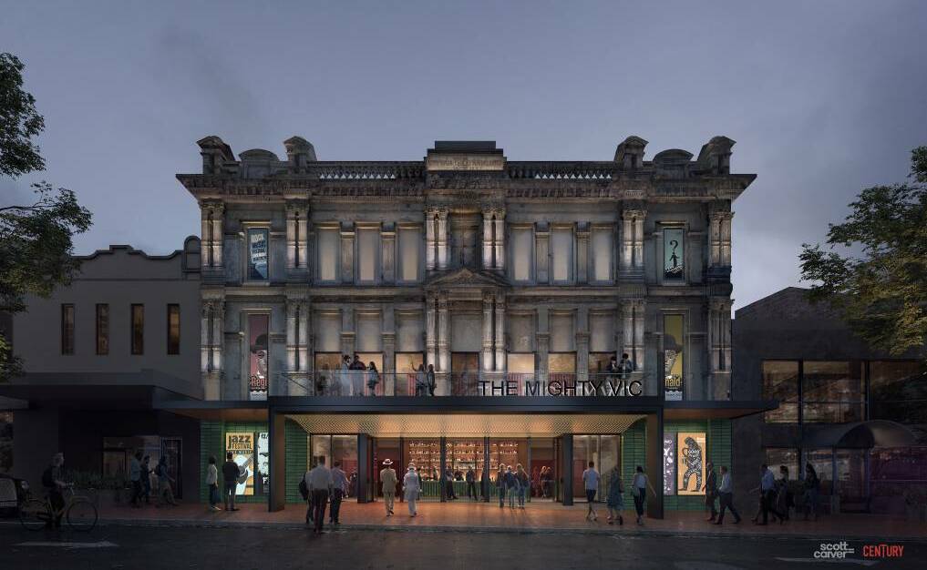 An artist's impression of what the restored Perkins Street entrance of the Victoria Theatre would look like.