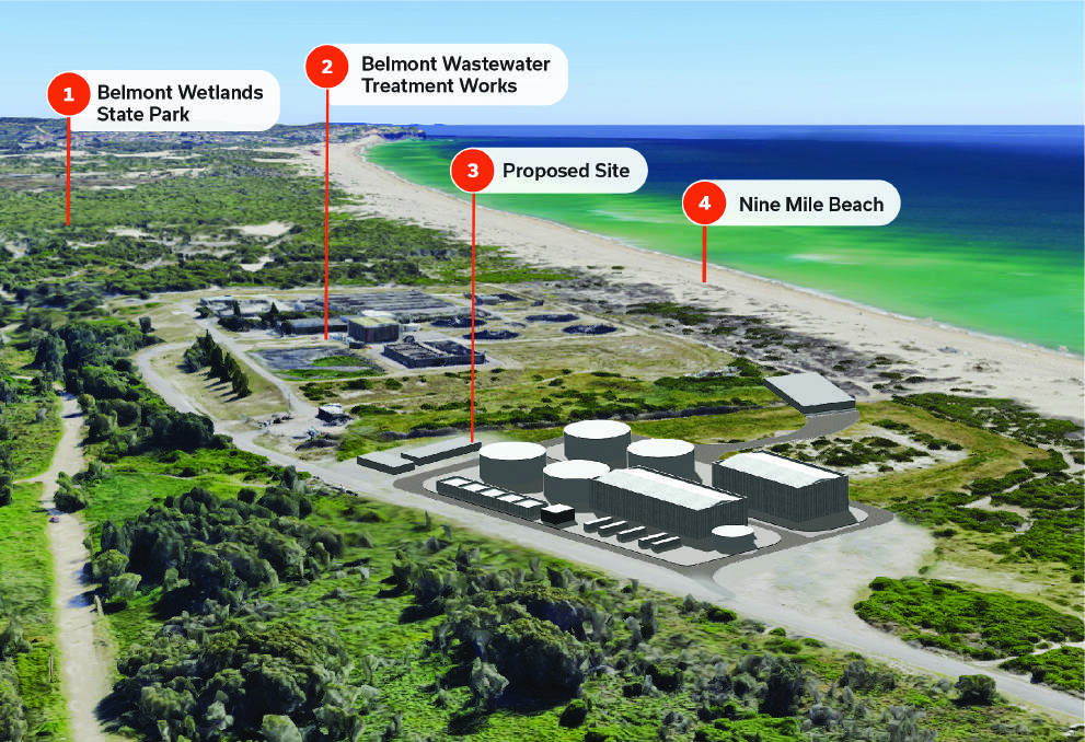 Water security plan: An artist's impression of the Belmont desalination plant that has just received state government planning approval. 