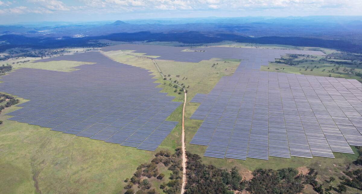 Plenty of sun: An artist's impression of Maoneng's proposed $1.6 billion, one gigawatt solar and battery hub at Merriwa in the Upper Hunter.
