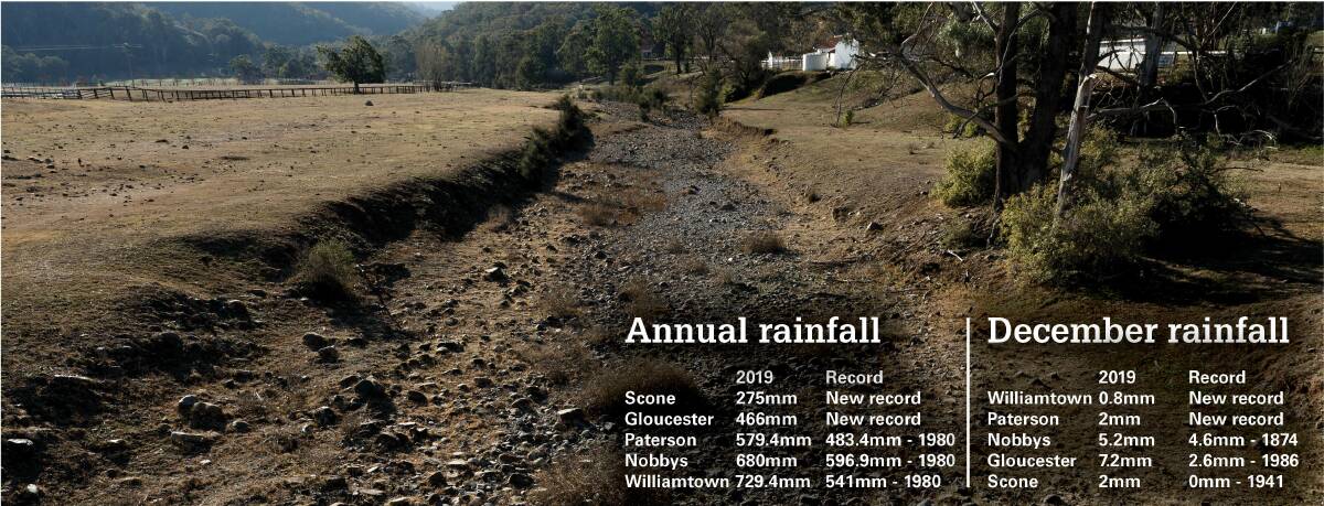 Bone dry: Warlands Creek on the outskirts of Murrurundi. The creek, a lifeline to several properties, hasn't flowed since 2016. Picture: Max Mason-Hubers