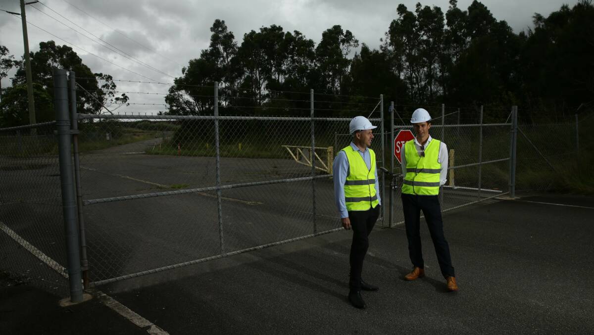 Energised: Port of Newcastle executive manager marine and operations Glen Hayward and executive manager business development Matt Swan at the site earmarked for the port's energy precinct. Picture: Jonathan Carroll.