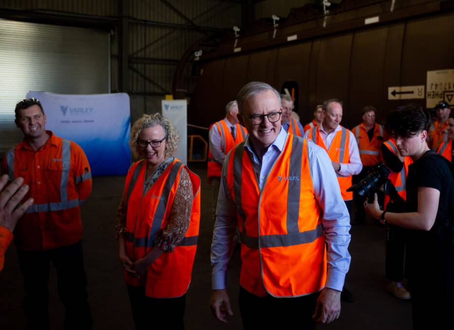 Prime Minister Anthony Albanese at Varley Engineering on Wednesday. Picture by Jonathan Carroll.