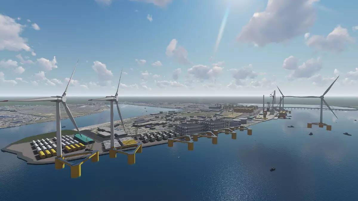 An artist's impression of a future offshore wind manufacturing facility in Newcastle. 