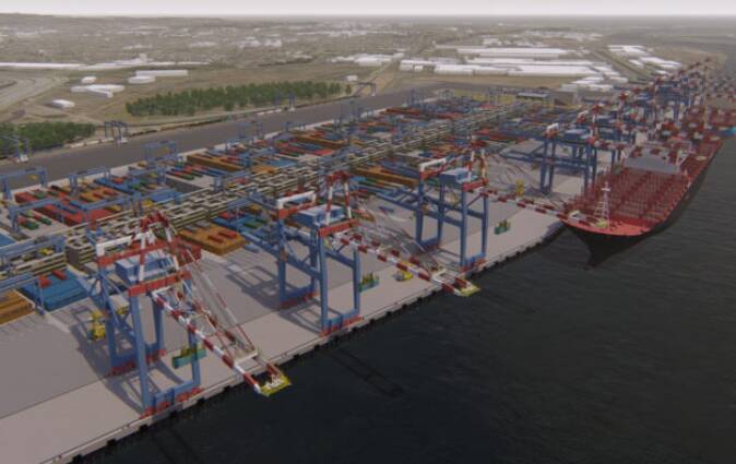 Artists impression of Port of Newcastle's container terminal. 