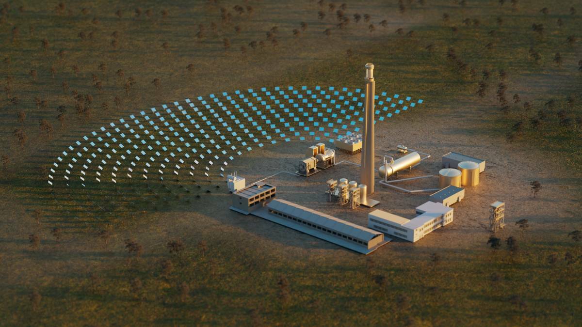 Artist's impression of a potential solar and long duration storage facility