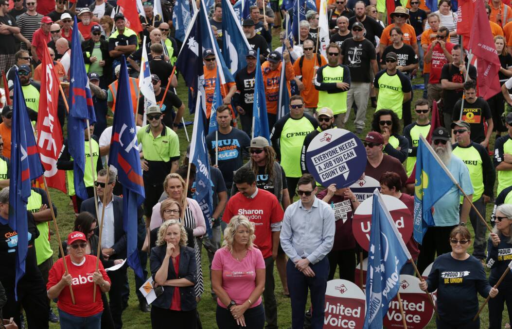Retail and manufacturing workers, nurses and teachers, transport, maritime and hospitality workers will be among the groups represented at Sunday's rally. Picture by Simone DePeak.