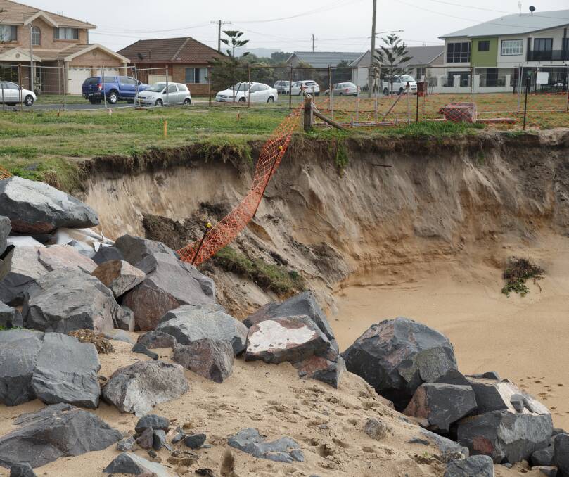 Close call: Erosion on Stockton Beach is getting closer to nearby homes and the Mission Australia early learning centre. Picture: Max Mason-Hubers