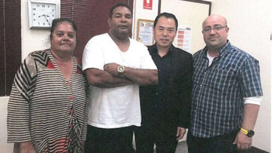 Former chairwoman Debbie Dates, former deputy chairman Richard Green, Tony Zong and Sammy Sayed, an associate of Mr Zong, at the Awabakal Land Council office in Islington on October 23, 2015. Picture: ICAC