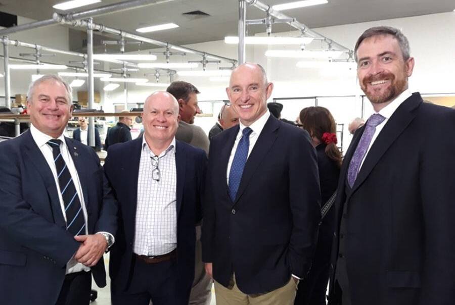 Pictured L-R: University of Newcastle Vice-Chancellor Professor Alex Zelinsky AO, Ampcontrol CEO and Managing Director Rod Henderson, Acting Minister for Youth and Education Stuart Robert, UNSW Vice-Chancellor and President Professor Attila Brungs