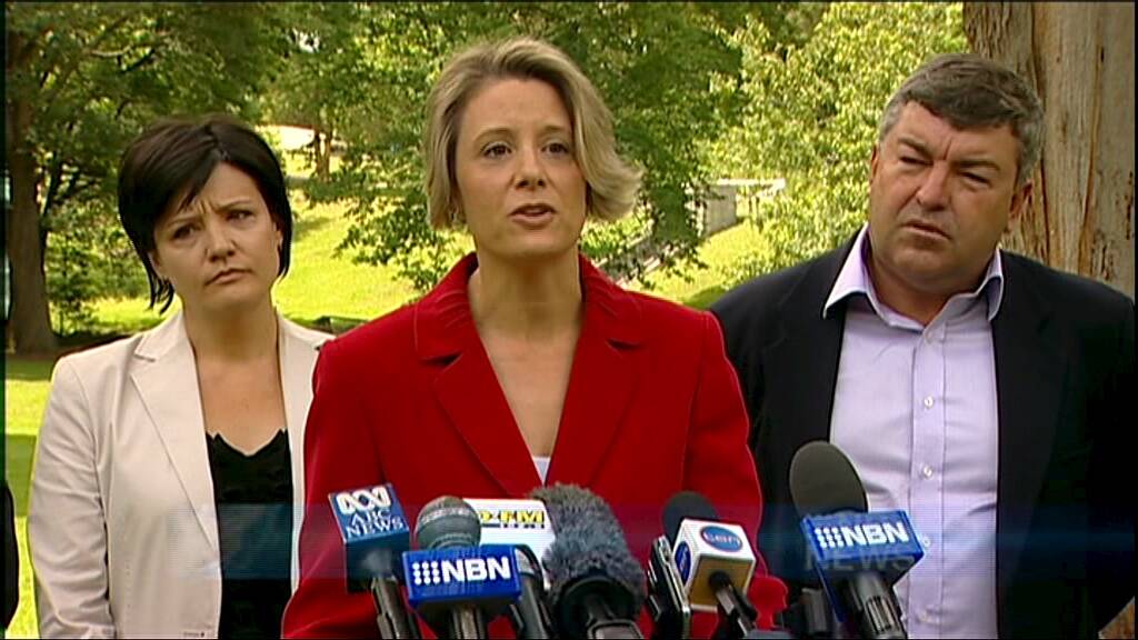 It's over: Former Premier Kristina Keneally announcing Tillegra Dam had been cancelled on the eve of the 2011 state election campaign.