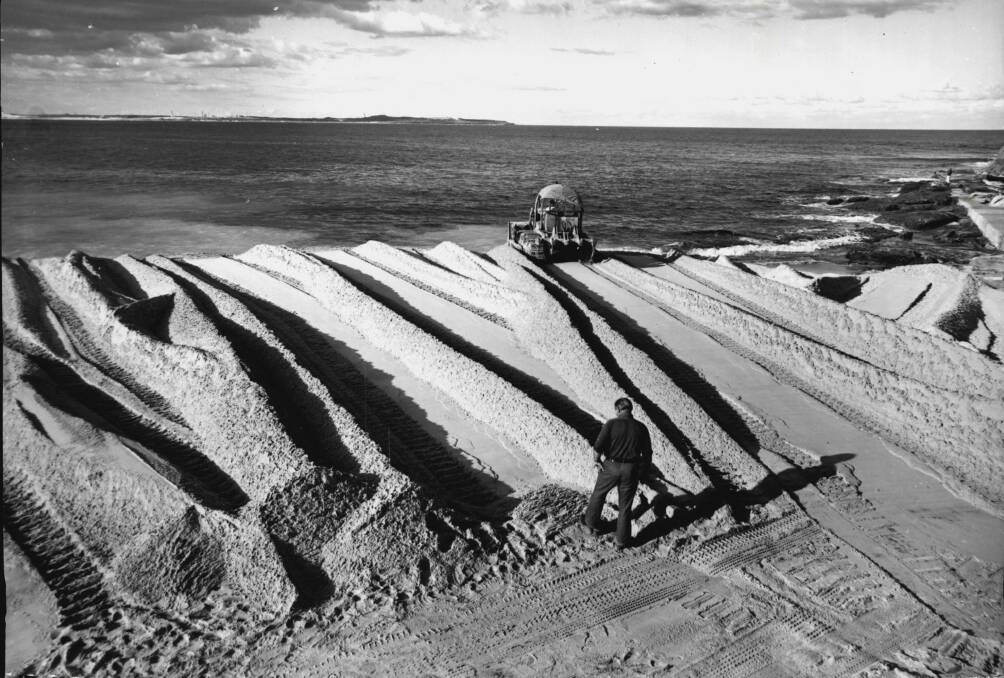 Almost 200,000 tonnes of sand was dumped on south Cronulla beach as part of a three-year renourishment program aimed at restoring the beach devastated during storms in 1974-75.